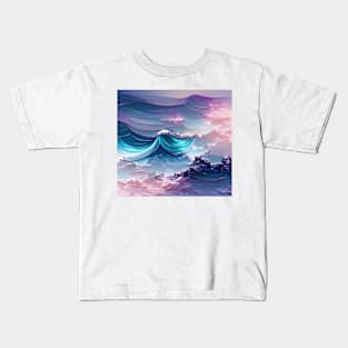 Aesthetic Sea Waves Kids T-Shirt
